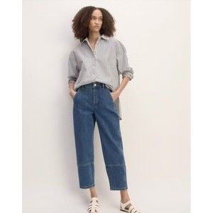 Everlane The Utility Barrel Denim Cropped Medium Wash Jeans Sz 28